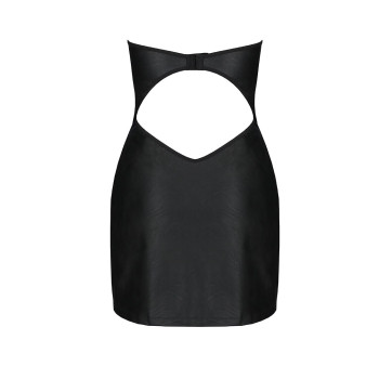 Мини-платье из экокожи CELINE CHEMISE black XXL/XXXL — Passion: шнуровка, трусики в комплекте