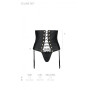 Пояс-корсет из экокожи CELINE SET black S/M — Passion: шнуровка, съемные пажи для чулок, стринги