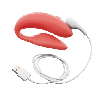 Смарт-вибратор для пар We-Vibe Chorus Crave Coral, сенсорное управление вибрациями сжатием пульта