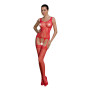 Бодистокинг Passion ECO BS007 red, с доступом, силуэтный рисунок, имитация подвязок