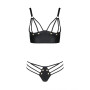 Комплект з екошкіри Passion Malwia Bikini 6XL/7XL black, з люверсами та ремінцями, бра, трусики