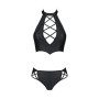 Комплект з екошкіри Passion Nancy Bikini 6XL/7XL black, бра та трусики з імітацією шнурівки