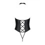 Боди из экокожи Passion Nancy Body 4XL/5XL black, с имитацией шнуровки и открытым доступом