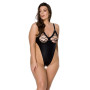 Боди из экокожи Passion Celine Body 4XL/5XL black, с доступом, открытый