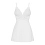 Сатиновий пеньюар з мереживом Obsessive 810-BAB-2 babydoll & thong L/XL, білий, пеньюар, танга