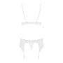 Кружевной комплект белья Obsessive 810-SEG-1 S/M White, бюстгальтер, стринги, пояс для чулок