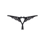 Мереживні танги з двома отворами Obsessive 831-THC-1 crotchless thongL/XL, чорні, бантики
