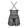 Еротичний мереживний комплект із сіточкою Obsessive 838-BAB-1babydoll & thong black S/M, чорний, пен