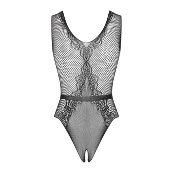 Сетчатый бодистокинг с доступом Obsessive B115 teddy S/M/L, черный