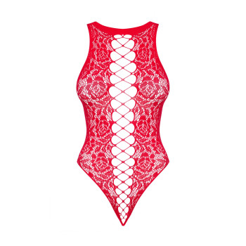 Ажурный бодистокинг с эффектом шнуровки Obsessive B120 teddy red S/M/L, красный