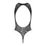 Ажурный бодистокинг с эффектом шнуровки Obsessive B129 teddy black XL/XXL, черный, с доступом