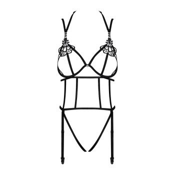 Боди из стреп с доступом Obsessive Badossa crotchless teddy L/XL, черный