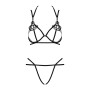 Эротический комплект из стреп Obsessive Badossa 2-pcs set S/M, черный, с доступом, бюстгальтер, стри