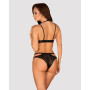 Эротический комплект под латекс со стрепами Obsessive Bagirela 2-pcs set S/M, черный, под леопард, б