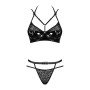 Эротический комплект под латекс со стрепами Obsessive Bagirela 2-pcs set S/M, черный, под леопард, б