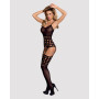 Бодистокинг Obsessive Bodystocking G310 S/M/L, топ, чулки, подвязках, круглые вырезы