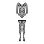 Бодистокинг Obsessive Bodystocking G320 S/M/L, чулки, боди, декор в виде линий
