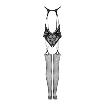 Бодистокинг Obsessive Bodystocking G324 XL/XXL black, силуэтный рисунок