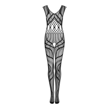 Сітчастий бодістокінг з вирізами та малюнком Obsessive Bodystocking G328 S/M/L, чорний, комбінезон