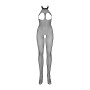 Бодистокинг из мелкой сетки с открытой грудью и доступом Obsessive Bodystocking N101 S/M/L, черный,