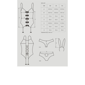 Еротичний костюм зайчика Obsessive Bunny suit 4 pcs costume pink L/XL, рожевий, топ з підв’язками, т