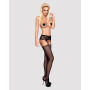 Сетчатые чулки-стокинги с кружевным поясом Obsessive Garter stockings S307 XL/XXL, черные, имитация