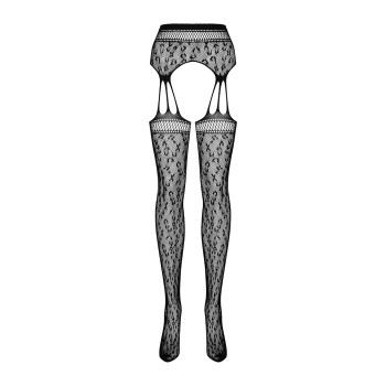 Сетчатые чулки-стокинги под леопард Obsessive Garter stockings S817 S/M/L, имитация гартеров, с дост