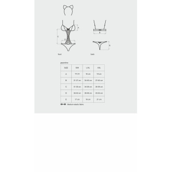 Еротичний костюм гепарду Obsessive Gepardina 3 pcs costume S/M, чорний, хутряне оздоблення, монокіні