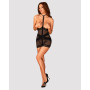 Полупрозрачная сорочка с открытой грудью Obsessive Lacrisia chemise XS/S, черная, с чокером