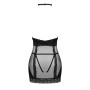 Полупрозрачная сорочка с открытой грудью Obsessive Lacrisia chemise XS/S, черная, с чокером