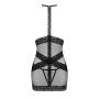 Полупрозрачная сорочка с открытой грудью Obsessive Lacrisia chemise M/L, черная, с чокером