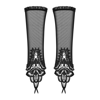 Сетчатые митенки с кружевом Obsessive Luiza mittens One size, черные