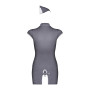 Эротический костюм стюардессы Obsessive Stewardess 3 pcs costume grey L/XL, серый, платье, стринги,
