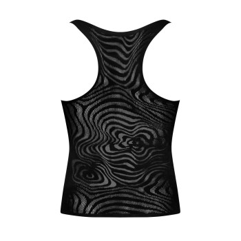 Чоловіча напівпрозора майка-борцовка з візерунком Obsessive T103 tank top S/M/L, чорна