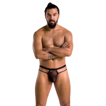 Чоловічі прозорі стринги Passion 029 Thong Collin XXL/XXXL Black, сітка