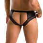 Мужские трусы с цепочкой Passion 030 Slip Tom XXL/XXXL Black, экокожа, открытые ягодицы