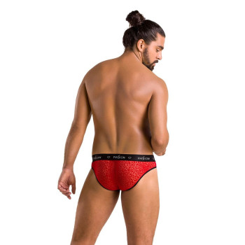Мужские полупрозрачные трусы Passion 031 Slip Mike S/M Red, под леопард
