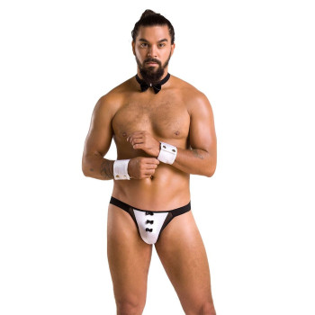 Комплект эротического мужского белья Passion 036 Alfred XXL/XXXL Black, трусы, воротник, манжеты