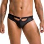 Мужские слипы с вырезами Passion 041 Slip Joe XXL/XXXL Black, экокожа, открытые ягодицы
