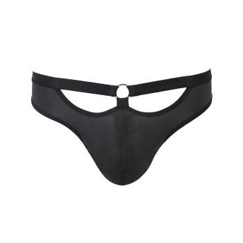Мужские слипы с вырезами Passion 041 Slip Joe XXL/XXXL Black, экокожа, открытые ягодицы