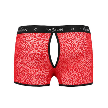 Мужские прозрачные боксеры Passion 046 Short Parker L/XL Red, сетка, под леопард