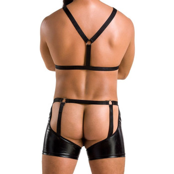 Комплект эротического мужского белья Passion 047 Set John XXL/XXXL Black, трусы, портупея