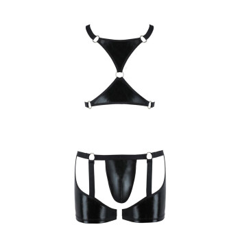 Комплект эротического мужского белья Passion 047 Set John XXL/XXXL Black, трусы, портупея