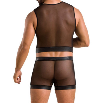 Комплект мужского белья на шнуровке Passion 053 Set William XXL/XXXL Black, жилет, боксеры