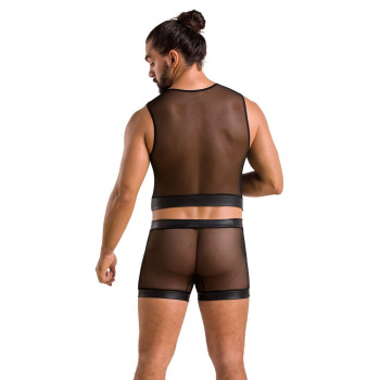 Комплект мужского белья на шнуровке Passion 053 Set William XXL/XXXL Black, жилет, боксеры