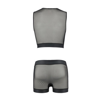 Комплект мужского белья на шнуровке Passion 053 Set William XXL/XXXL Black, жилет, боксеры