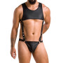 Мужское кожаное боди Passion 056 Adam S/M Black, заклепки