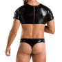 Комплект мужского белья под латекс Passion 057 Set Peter S/M Black, кроп-топ, стринги