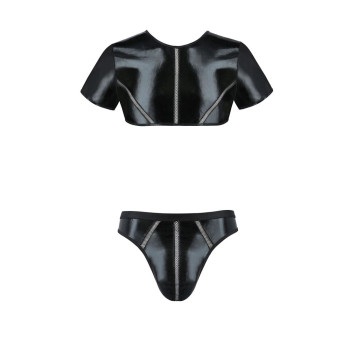 Комплект мужского белья под латекс Passion 057 Set Peter S/M Black, кроп-топ, стринги