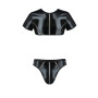 Комплект мужского белья под латекс Passion 057 Set Peter S/M Black, кроп-топ, стринги